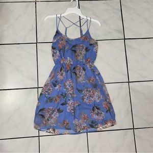 Abercrombie & Fitch; Baby blue with Coral Beige Flowers Mini Dress